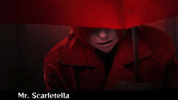 Homicipher Characters - Mr. Scarletella, the mysterious antagonist with unknown motives Homicipher Characters - Mr. Scarletella, an enigmatic pursuer